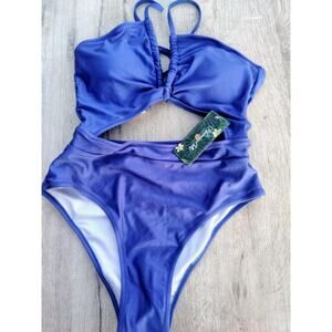 Blooming Jelly Royal Blue Cut-Out One-Piece Monokini Resor Wear Beachcore size M